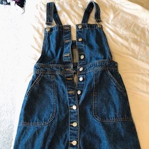 Divided blue denim button up dress